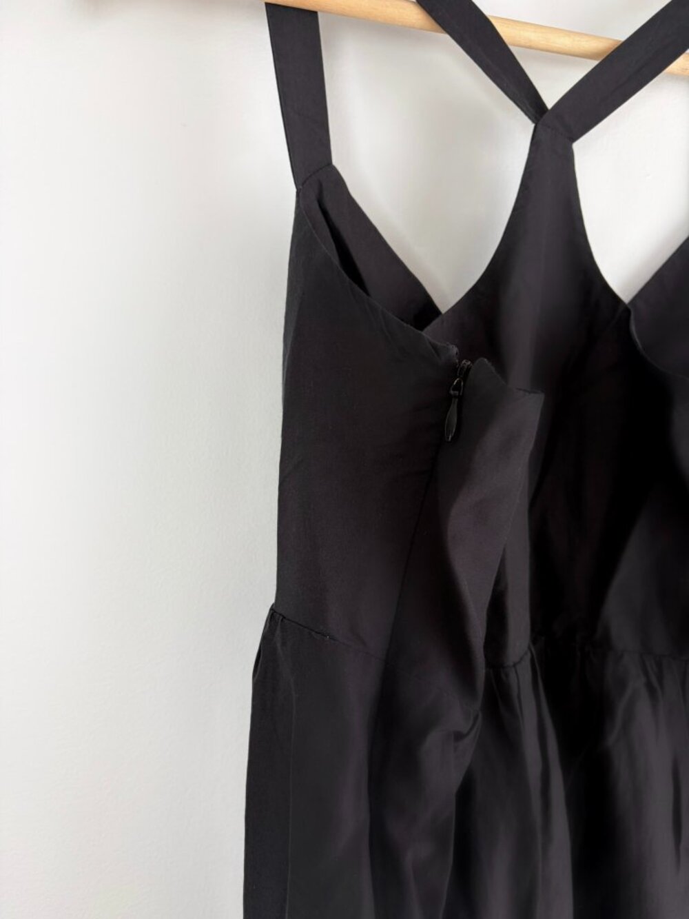 GAP Cross Back Babydoll Silk Cotton Cocktail Dress Black Midi Women's - 6 - Picture 3 of 8